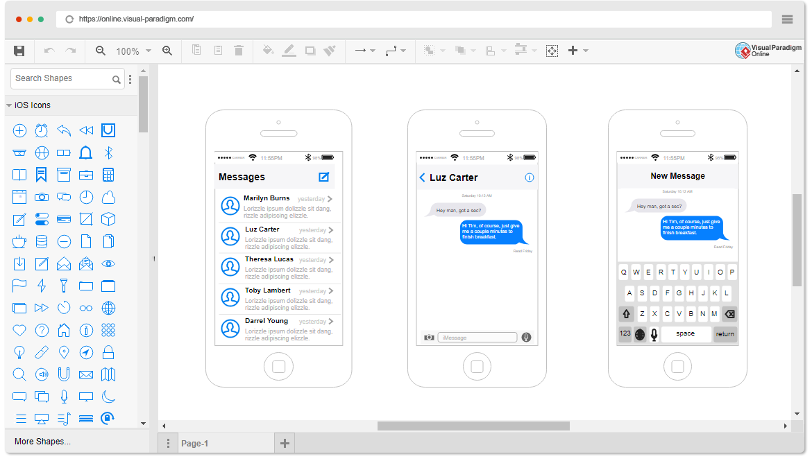 Draw ios. IOS sign up wireframe with mail.